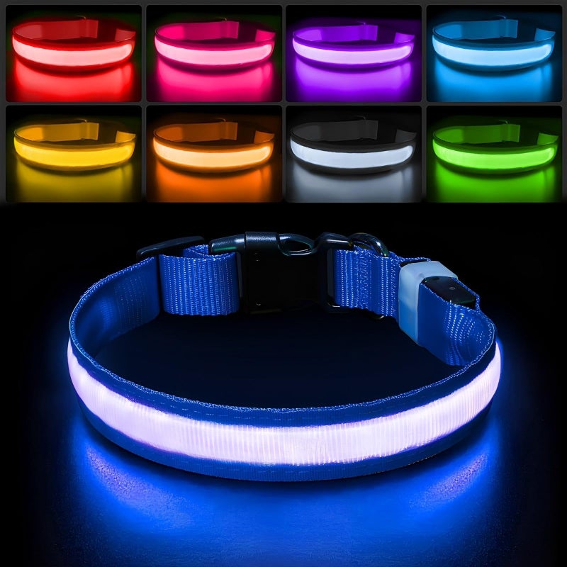 PcEoTllar Light up Dog Collar for Night Walking - LED Dog Collar Light Rechargeable Color Changing, Glow in The Dark Dog Collars Waterproof Glowing Dog Collars for Large Small Medium Dogs - Image 1